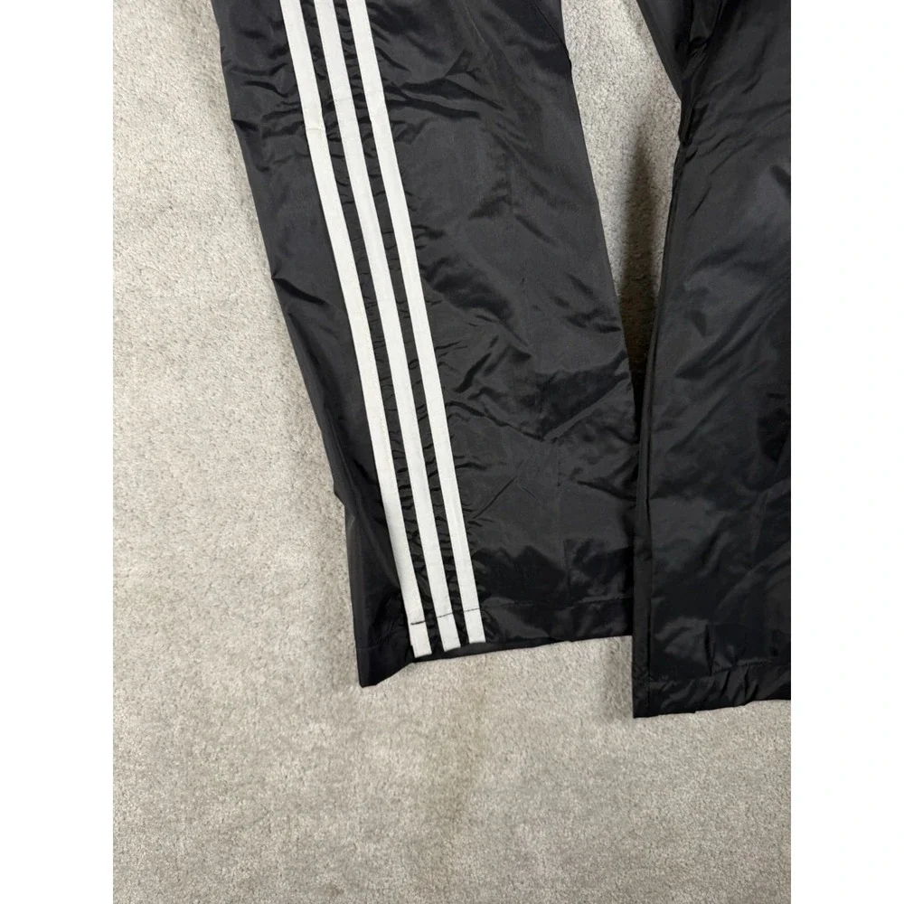 Vintage Adidas Pants Mens Small Black Windbreaker Nylon Taiwan 3-Stripe Logo DS